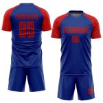 Custom Name and Number Personalized Royal Red Soccer Uniform Jersey - Team Apparel Personalized Royal Red Sublimation Soccer