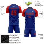 Custom Name and Number Personalized Royal Red Soccer Uniform Jersey - Team Apparel Personalized Royal Red Sublimation Soccer