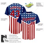Personalized 3D American Flag Baseball Jersey - Royal Red-White Authentic Design Personalized Royal Red-White 3D American