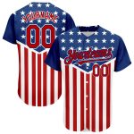 Personalized 3D American Flag Baseball Jersey - Royal Red-White Authentic Design Personalized Royal Red-White 3D American