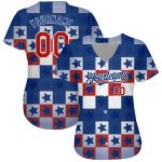 Custom Name Number 3D American Flag Baseball Jersey - Personalized Royal Red-White Team Jersey Personalized Royal Red-White