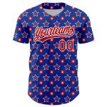 Personalized 3D American Flag Baseball Jersey - Royal Red-White Patriotic Sportswear Personalized Royal Red-White 3D American