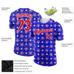 Custom 3D American Flag T-Shirt, Royal Red-White Patriotic Performance Tee Personalized Royal Red-White 3D American Flag