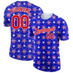 Custom 3D American Flag T-Shirt, Royal Red-White Patriotic Performance Tee Personalized Royal Red-White 3D American Flag