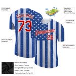 Personalized 3D American Flag Patriotic Performance T-Shirt with Custom Name & Number - Royal Red-White Team Apparel Personalized