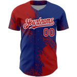 Custom Name Number Baseball Jersey - Personalized 3D Royal Red-White Abstract Brush Stroke Design Personalized Royal Red-White
