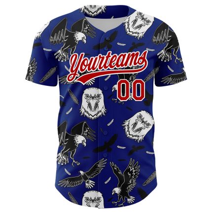 Custom American Eagle Baseball Jersey with 3D Pattern Design - Personalized Royal Red-White Team Name and Number Personalized