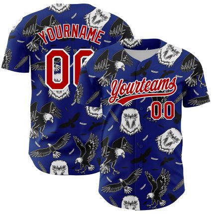 Custom American Eagle Baseball Jersey with 3D Pattern Design - Personalized Royal Red-White Team Name and Number Personalized