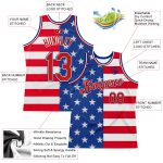 Personalized 3D American Flag Basketball Jersey - Royal Red-White Design, Authentic Quality Personalized Royal Red-White