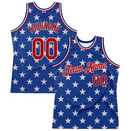 Custom American Flag Basketball Jersey - Personalized Royal Red-White 3D Design with Team Name and Number Personalized Royal