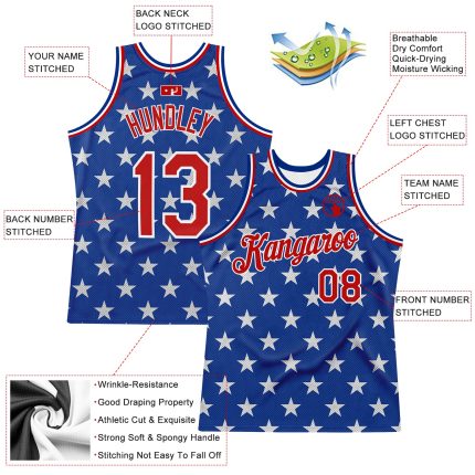 Custom American Flag Basketball Jersey - Personalized Royal Red-White 3D Design with Team Name and Number Personalized Royal