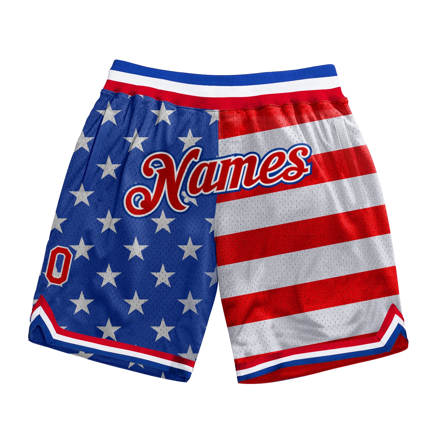 Personalized 3D Pattern American Flag Basketball Shorts - Royal Red-White Design Personalized Royal Red-White 3D Pattern