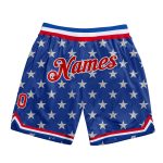 Custom American Flag Basketball Shorts with 3D Red-White Pattern - Personalized with Name and Number Personalized Royal Red-White