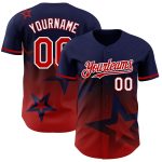 Personalized Twinkle Star 3D Gradient Baseball Jersey in Royal Red-White Design Personalized Royal Red-White 3D Pattern Design