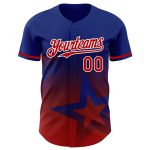 Custom Name & Number Baseball Jersey with 3D Twinkle Star Gradient Design in Royal Red-White Pattern Personalized Royal Red-White
