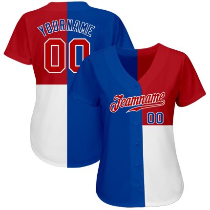 Custom Name and Number 3D Pattern Baseball Jersey - Personalized Multicolor Royal Red-White Team Jersey Personalized Royal