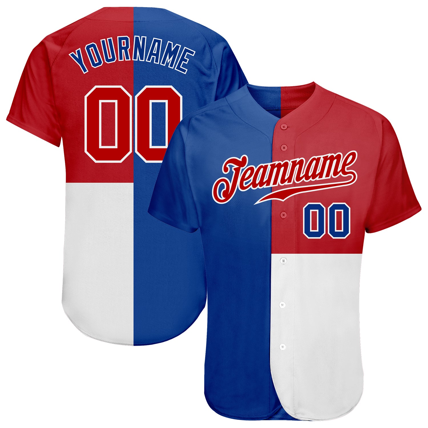 Custom Name and Number 3D Pattern Baseball Jersey - Personalized Multicolor Royal Red-White Team Jersey Personalized Royal