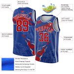 Custom Name and Number Authentic Basketball Jersey - Personalized Royal Red-White 3D Torn Paper Design Personalized Royal