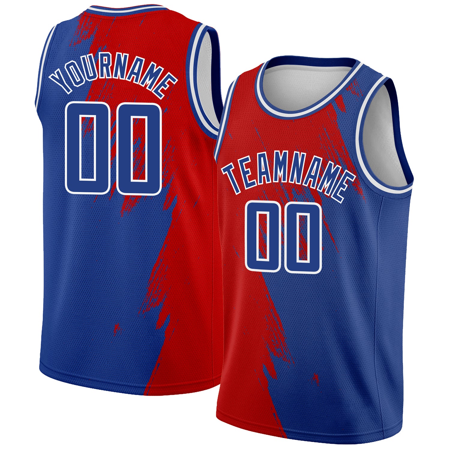 Customizable Abstract Splash Basketball Jersey - Royal Red & White City Edition with Team Name & Number Personalized Royal