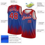 Custom Personalized Basketball Jersey - Royal Red-White Abstract Vertical Lines, Authentic City Edition, Team Name & Number