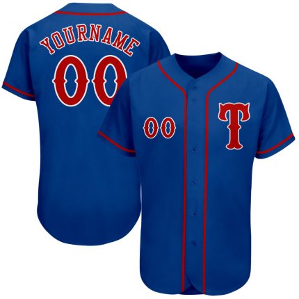 Personalized Authentic Baseball Jersey in Royal Red and White Personalized Royal Red-White Authentic Baseball Jersey