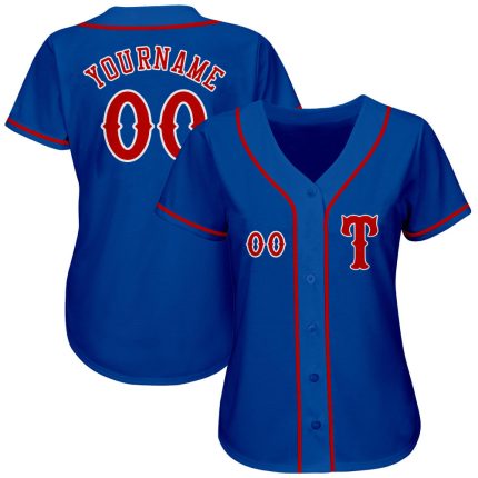 Personalized Authentic Baseball Jersey in Royal Red and White Personalized Royal Red-White Authentic Baseball Jersey