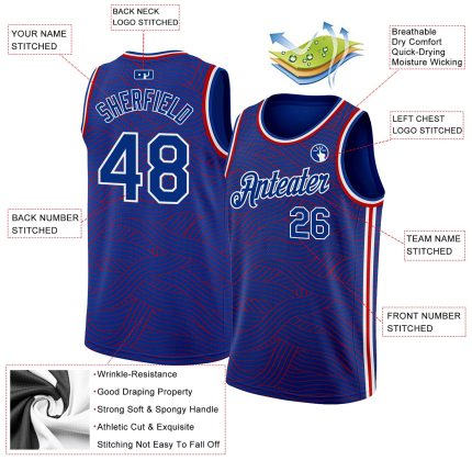 Custom City Edition Basketball Jersey - Personalized Royal Red-White Team Name and Number Personalized Royal Red-White Authentic