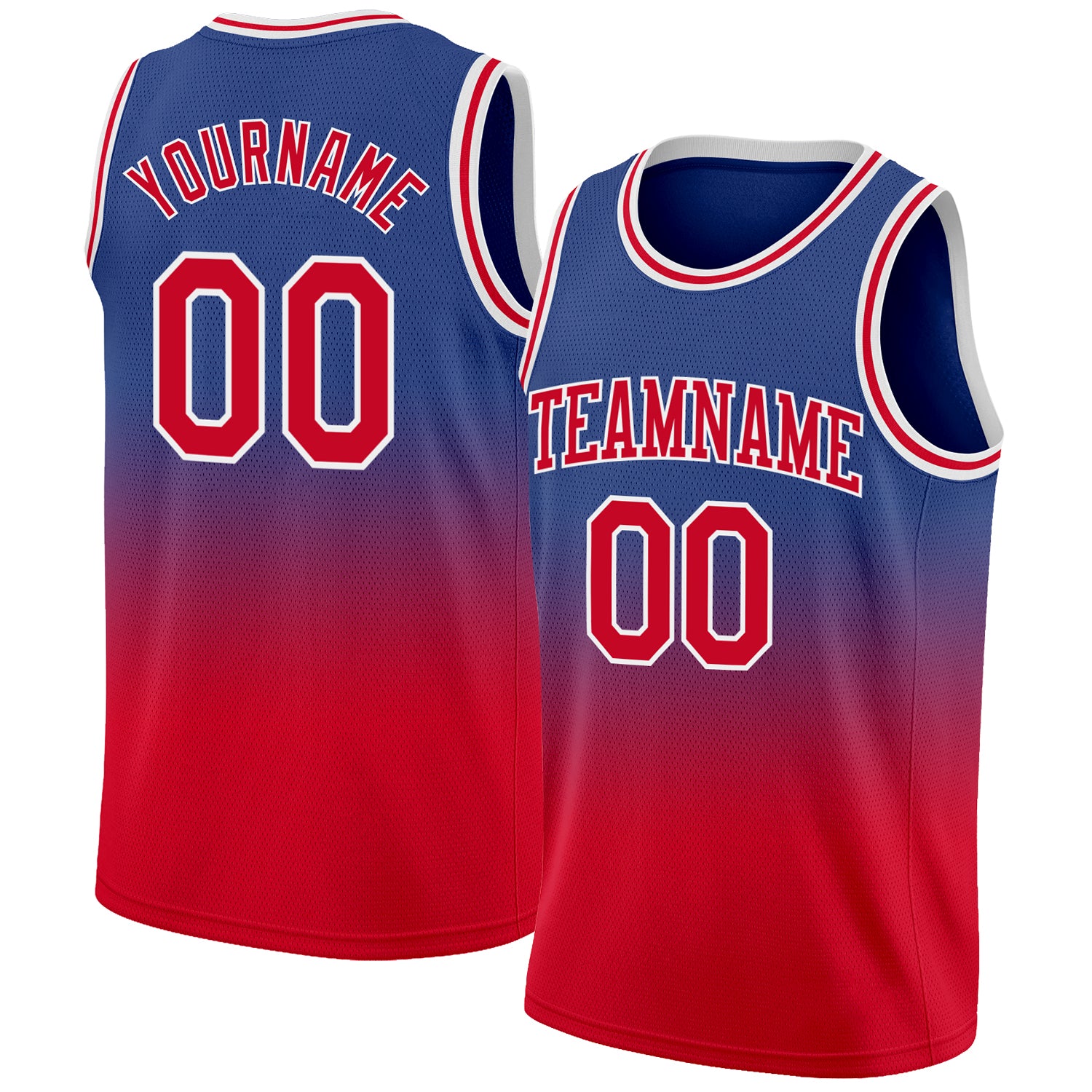 Custom Name Number Authentic Fade Fashion Basketball Jersey - Personalized Royal Red-White Personalized Royal Red-White Authentic