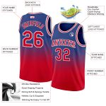 Custom Name Number Authentic Fade Fashion Basketball Jersey - Personalized Royal Red-White Personalized Royal Red-White Authentic