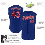 Personalized Royal Red-White Baseball Jersey - Authentic Sleeveless Design Personalized Royal Red-White Authentic Sleeveless