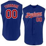 Personalized Royal Red-White Baseball Jersey - Authentic Sleeveless Design Personalized Royal Red-White Authentic Sleeveless