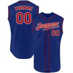 Custom Name and Number Authentic Sleeveless Baseball Jersey in Royal Red-White - Personalized Team Apparel Personalized Royal