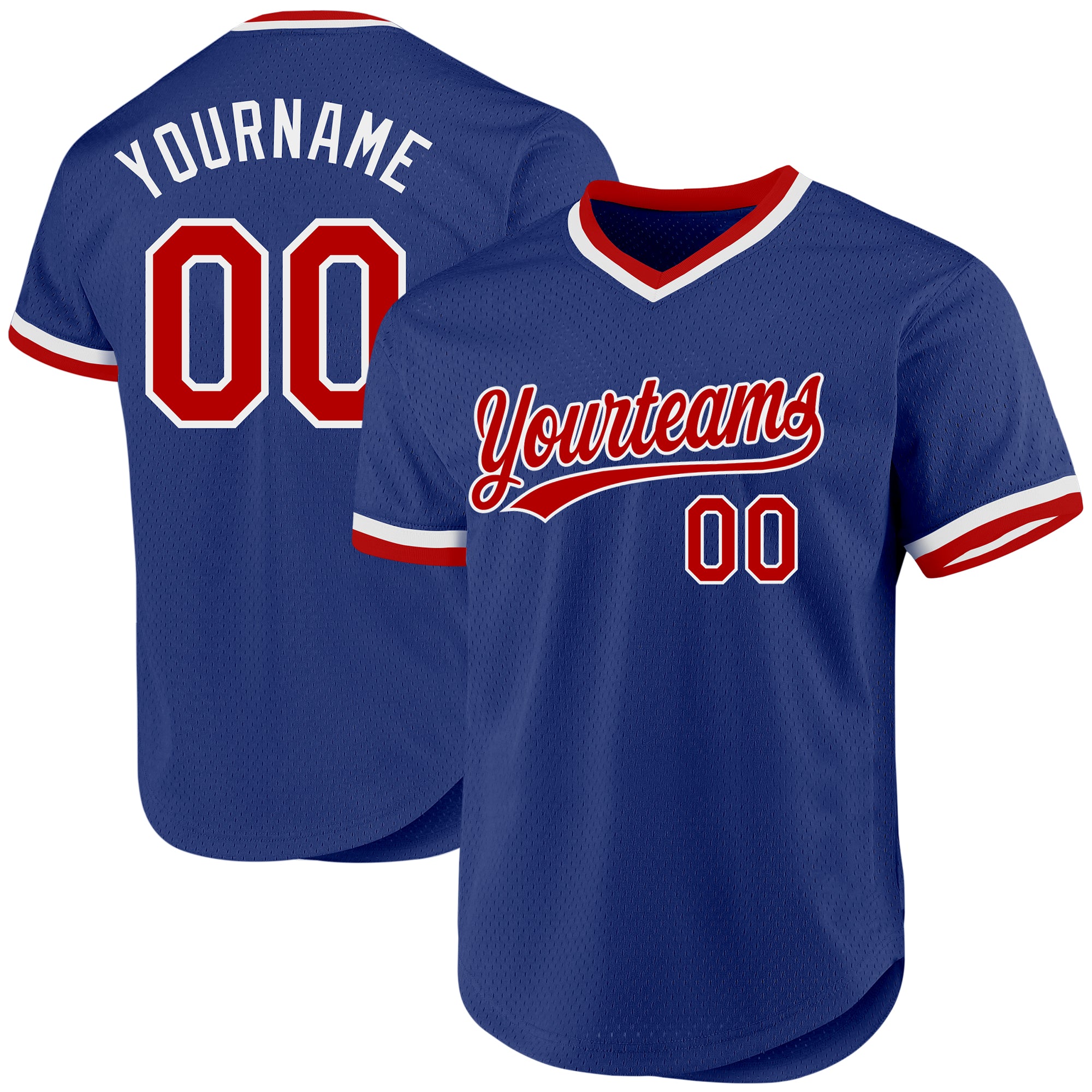 Personalized Authentic Throwback Baseball Jersey - Royal Red and White Colors Personalized Royal Red-White Authentic Throwback