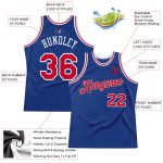 Personalized Authentic Basketball Jersey in Royal Red and White - Throwback Style Personalized Royal Red-White Authentic