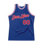 Personalized Authentic Basketball Jersey in Royal Red and White - Throwback Style Personalized Royal Red-White Authentic