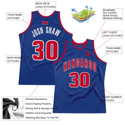 Custom Royal Red White Basketball Jersey - Personalized Throwback Design with Name and Number Personalized Royal Red-White