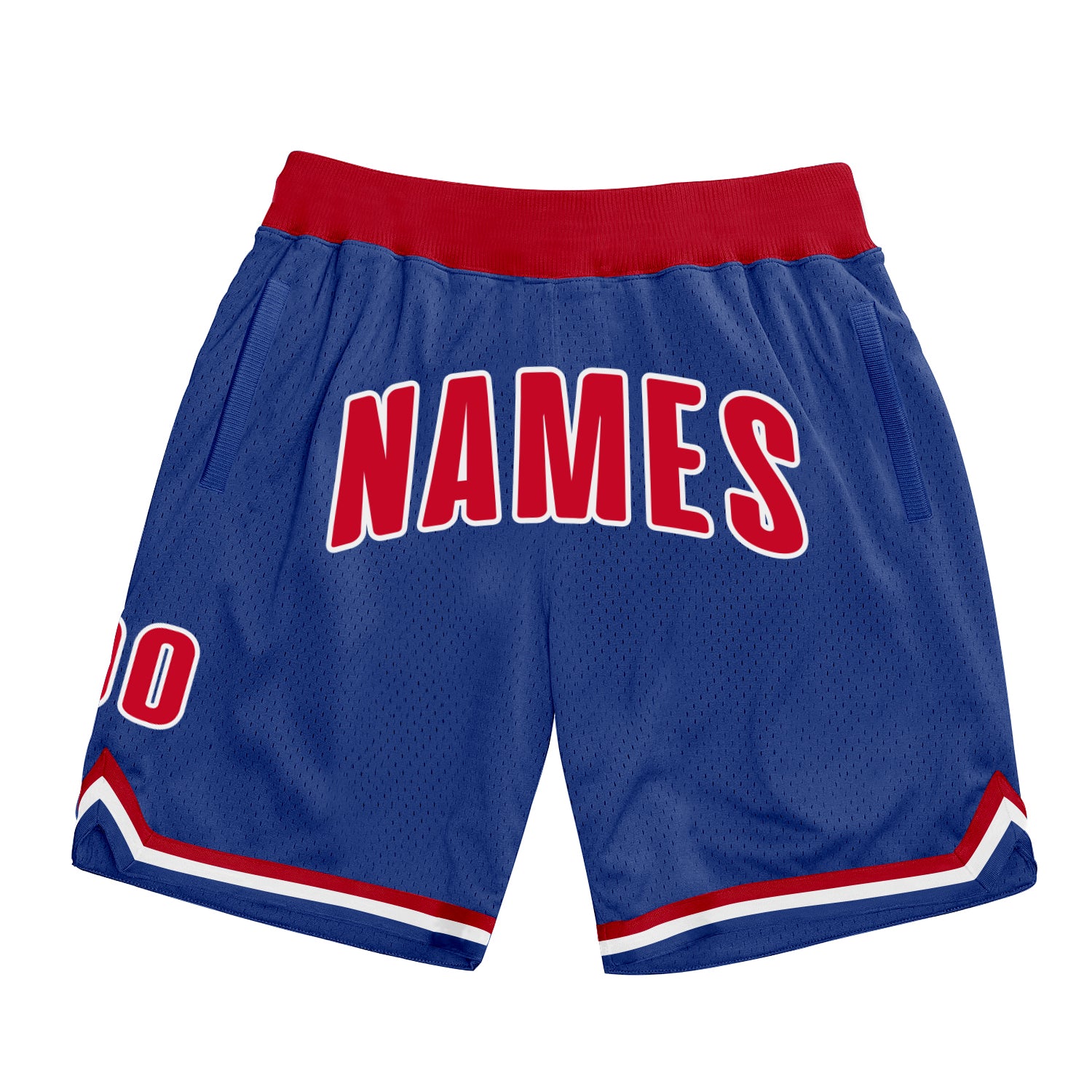 Personalized Authentic Throwback Basketball Shorts in Royal Red and White Personalized Royal Red-White Authentic Throwback