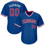 Personalized Authentic Rib-Knit Baseball Jersey Shirt in Royal Red-White Personalized Royal Red-White Authentic Throwback