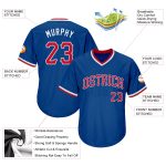 Personalized Authentic Rib-Knit Baseball Jersey Shirt in Royal Red-White Personalized Royal Red-White Authentic Throwback