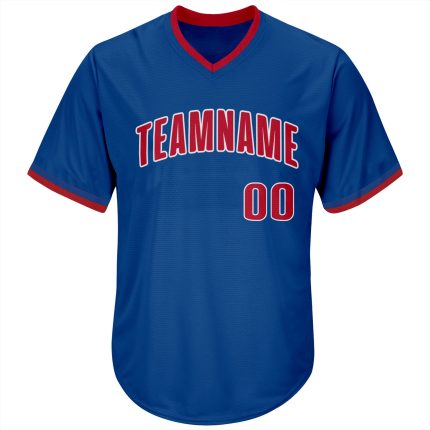Custom Name and Number Authentic Baseball Jersey Shirt - Personalized Red and White Rib-Knit Throwback Design Personalized