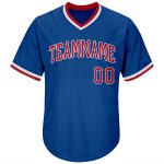 Personalized Authentic Rib-Knit Baseball Jersey Shirt in Royal Red-White Personalized Royal Red-White Authentic Throwback