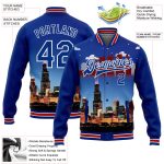 Custom Chicago Illinois City Edition 3D Bomber Varsity Letterman Jacket Personalized Red-White Team Name & Number Personalized