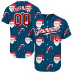 Custom Name and Number Christmas Baseball Jersey - 3D Authentic Red-White Design Personalized Royal Red-White Christmas 3D