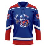 Personalized Christmas Santa Claus 3D Hockey Lace Neck Jersey - Royal Red and White Design Personalized Royal Red-White Christmas