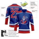Personalized Santa Claus 3D Hockey Lace Neck Jersey - Custom Royal Red-White with Name and Number Personalized Royal Red-White