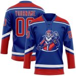 Personalized Santa Claus 3D Hockey Lace Neck Jersey - Custom Royal Red-White with Name and Number Personalized Royal Red-White