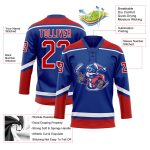 Personalized Christmas Santa Claus 3D Hockey Lace Neck Jersey - Royal Red and White Design Personalized Royal Red-White Christmas