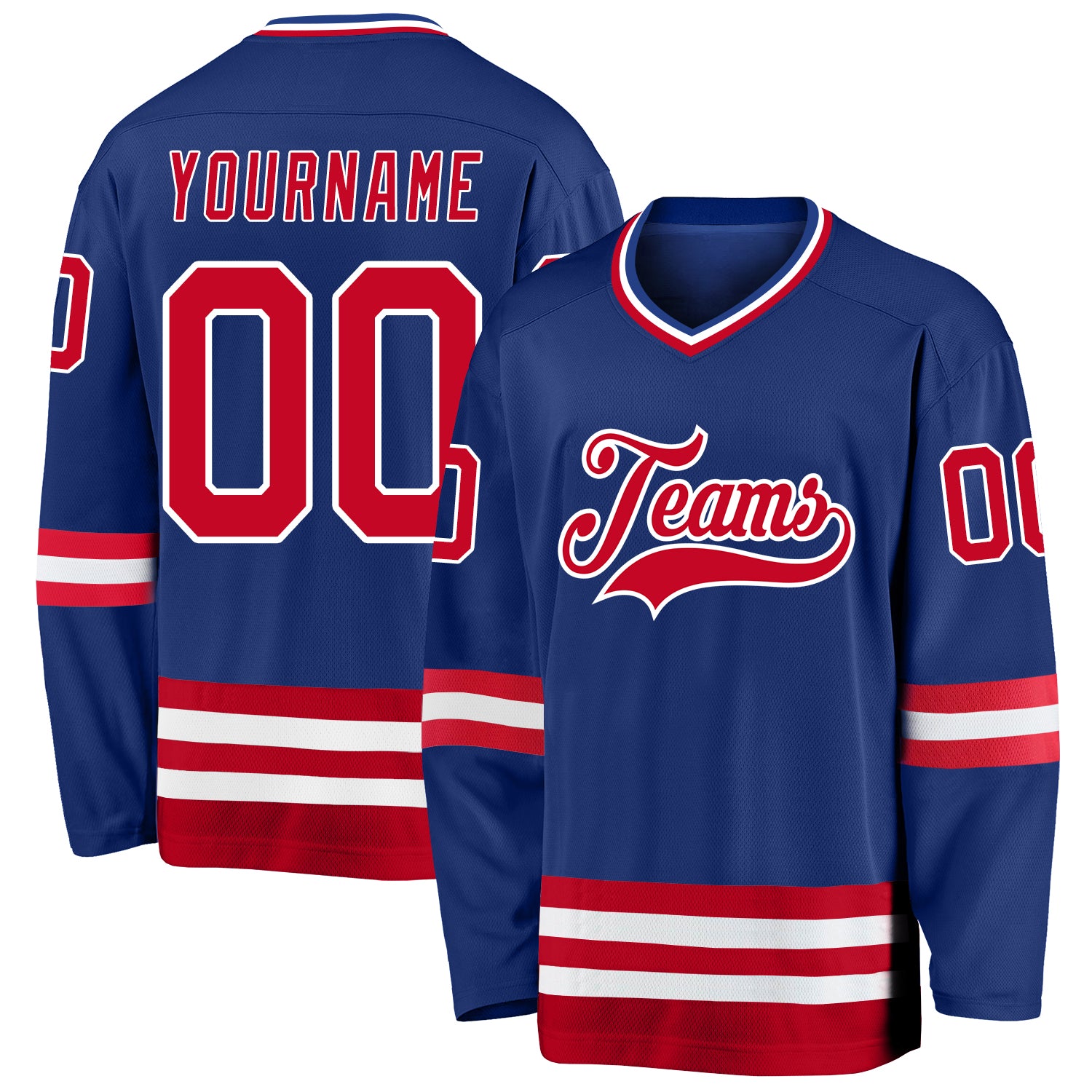 Custom Name and Number Royal Red-White Hockey Jersey - Personalized Team Gear Personalized Royal Red-White Hockey Jersey