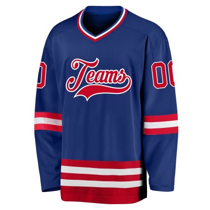 Custom Name and Number Royal Red-White Hockey Jersey - Personalized Team Gear Personalized Royal Red-White Hockey Jersey