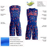 Custom Personalized Basketball Jersey with Team Name and Number - Royal Red-White Lightning Round Neck Sublimation Suit Personalized